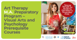 Art Therapy M.A. Preparatory Program – Visual Arts and Psychology Prerequisite Courses בעיגול האדום: Special Benefit for Students Admitted in November 2026. לוגו: Ono International School Ono Academic College בתחתית (לוגואים): Ministry of Aliyah and Integration Israel Student Authority Nefesh B’Nefesh JLIC Ono Academic College