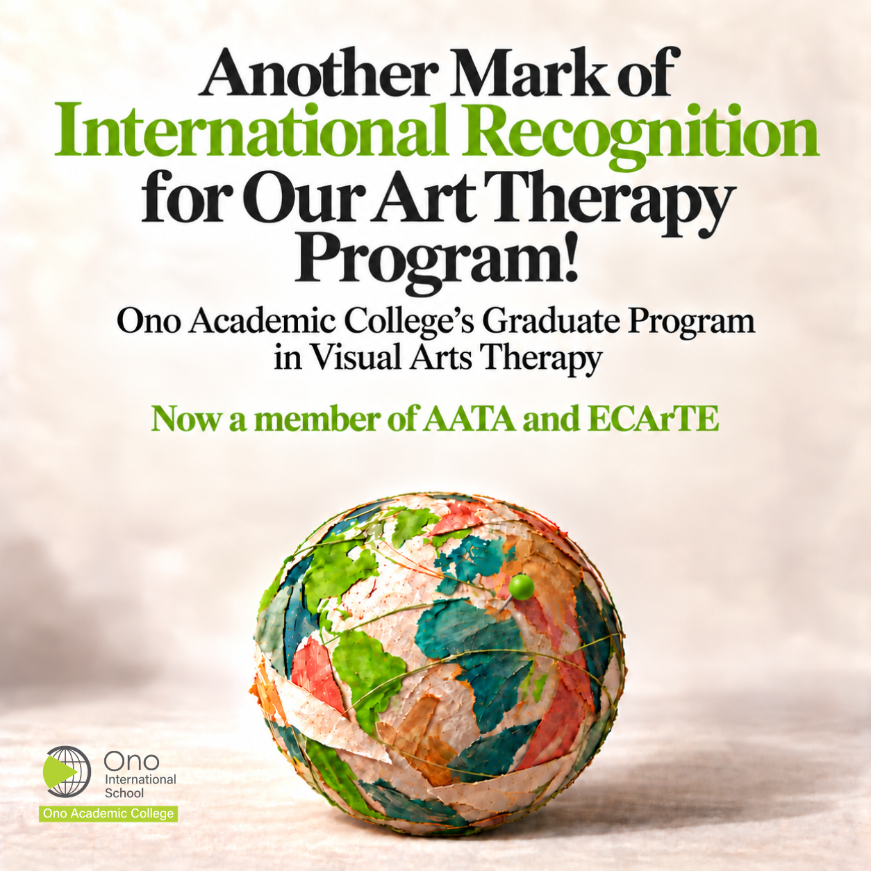 Ono Academic College's Graduate Program in Visual Arts Therapy is now a member of AATA and ECArTE